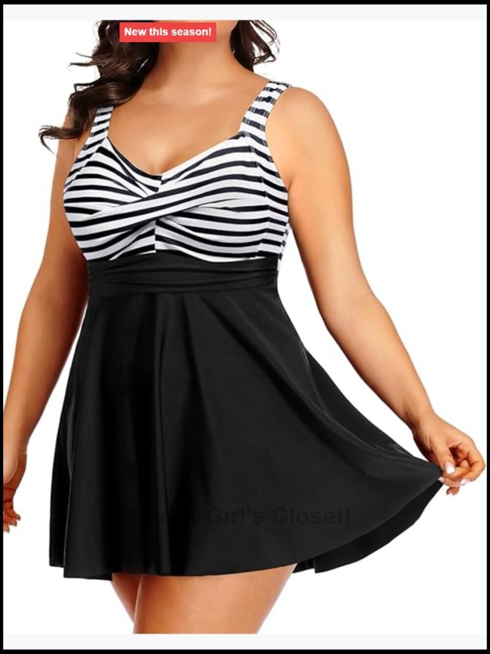 Plus Size One Piece Swimdress Tummy Control with Adjustable Straps